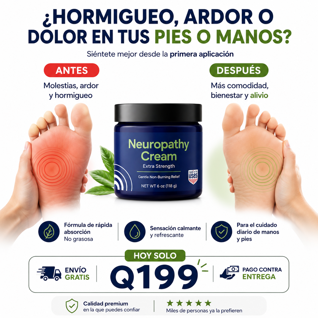 Neuropathy Cream | Alivio del dolor, ardor y hormigueo en pies y manos