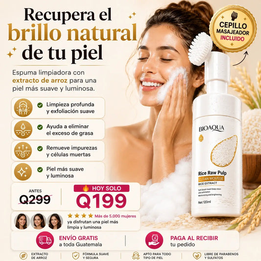 Espuma limpiadora con extracto de arroz para una piel más suave y luminosa