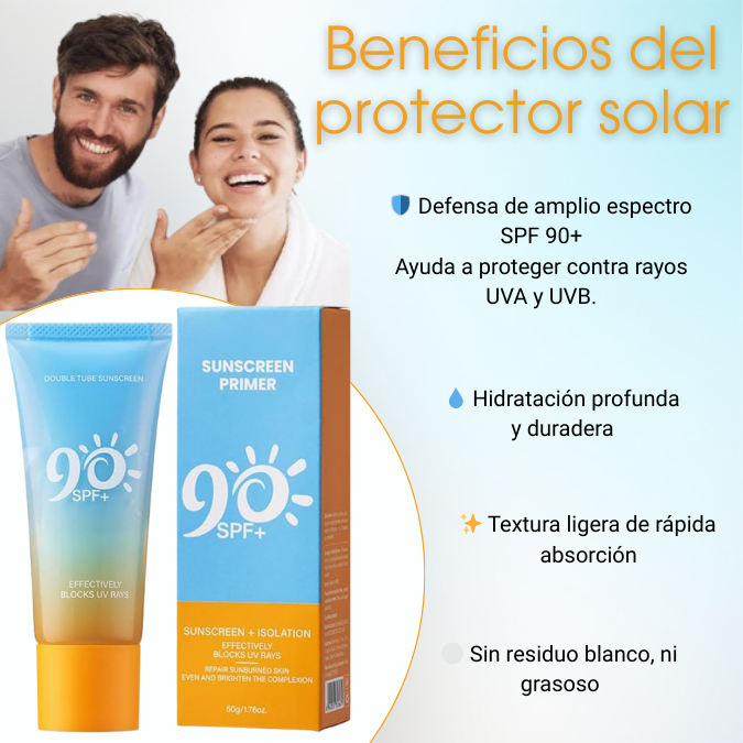 Protector Solar SPF 90+ 2 en 1 |Protección avanzada + acabado perfecto tipo primer