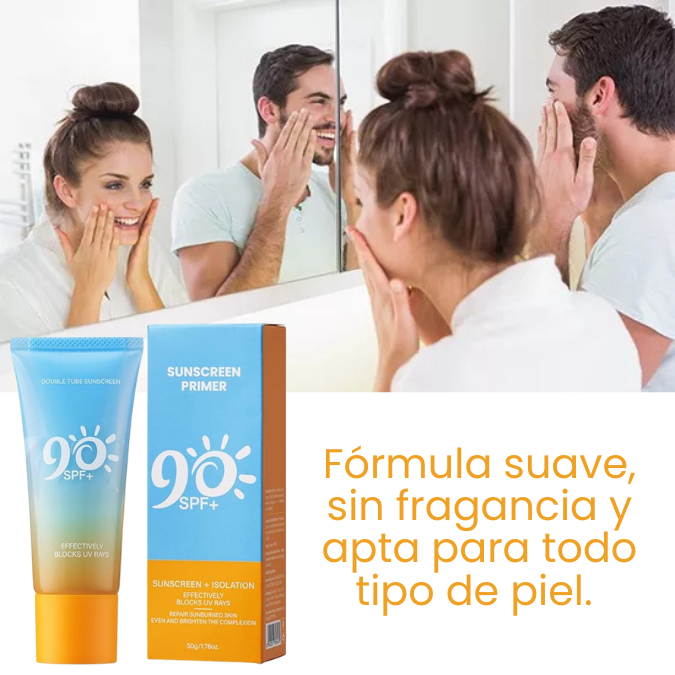 Protector Solar SPF 90+ 2 en 1 |Protección avanzada + acabado perfecto tipo primer