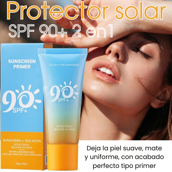 Protector Solar SPF 90+ 2 en 1 |Protección avanzada + acabado perfecto tipo primer
